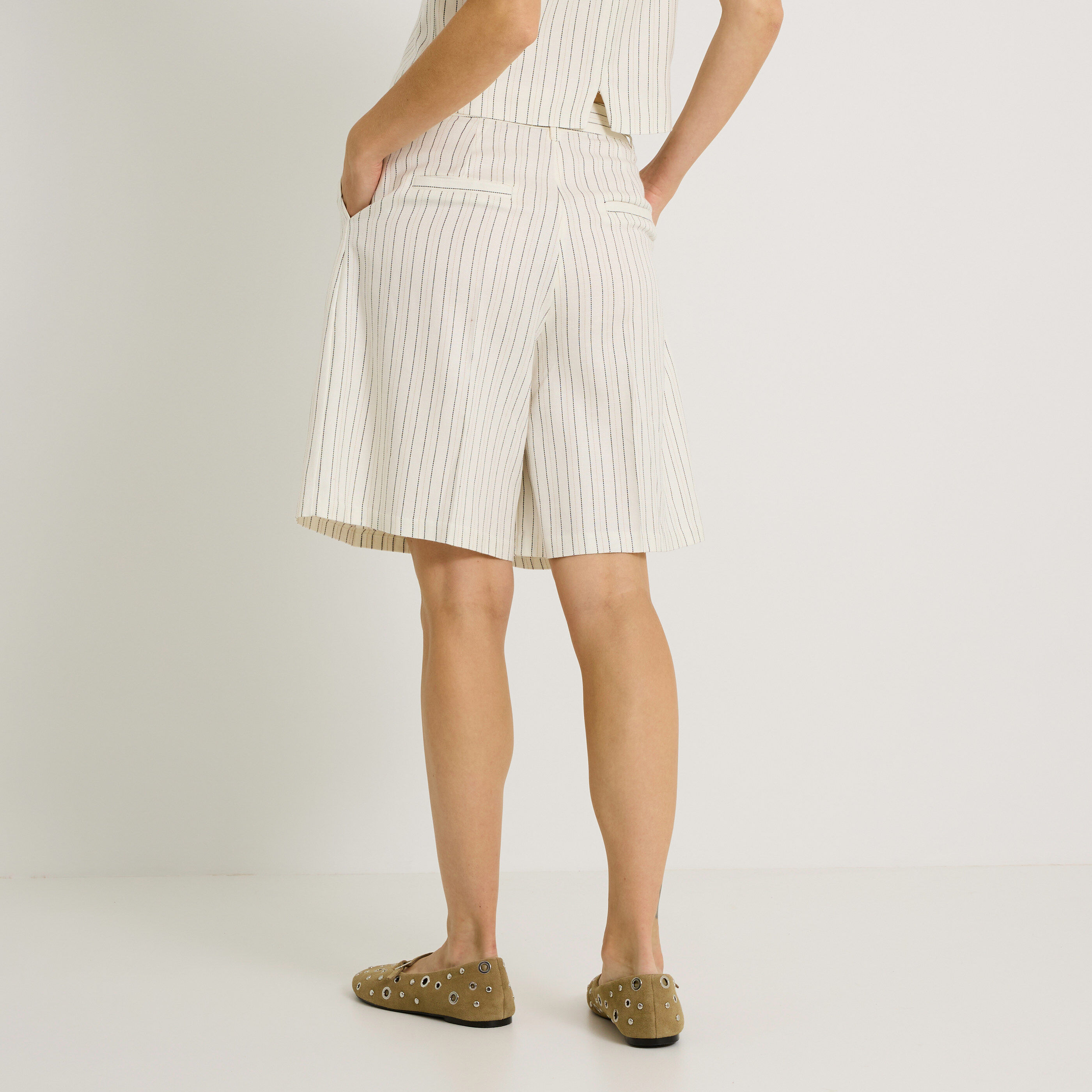 Bermuda &agrave; rayures femme