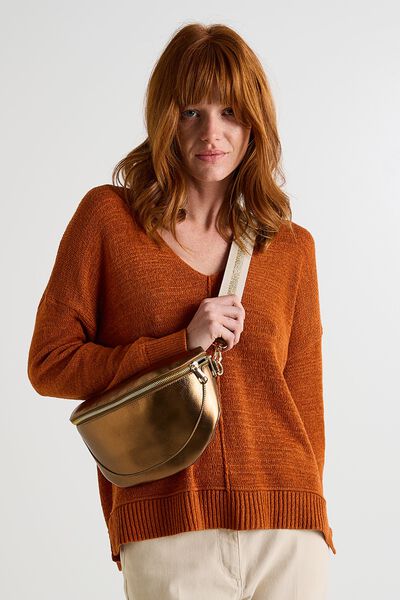 Sac banane croûte de cuir femme