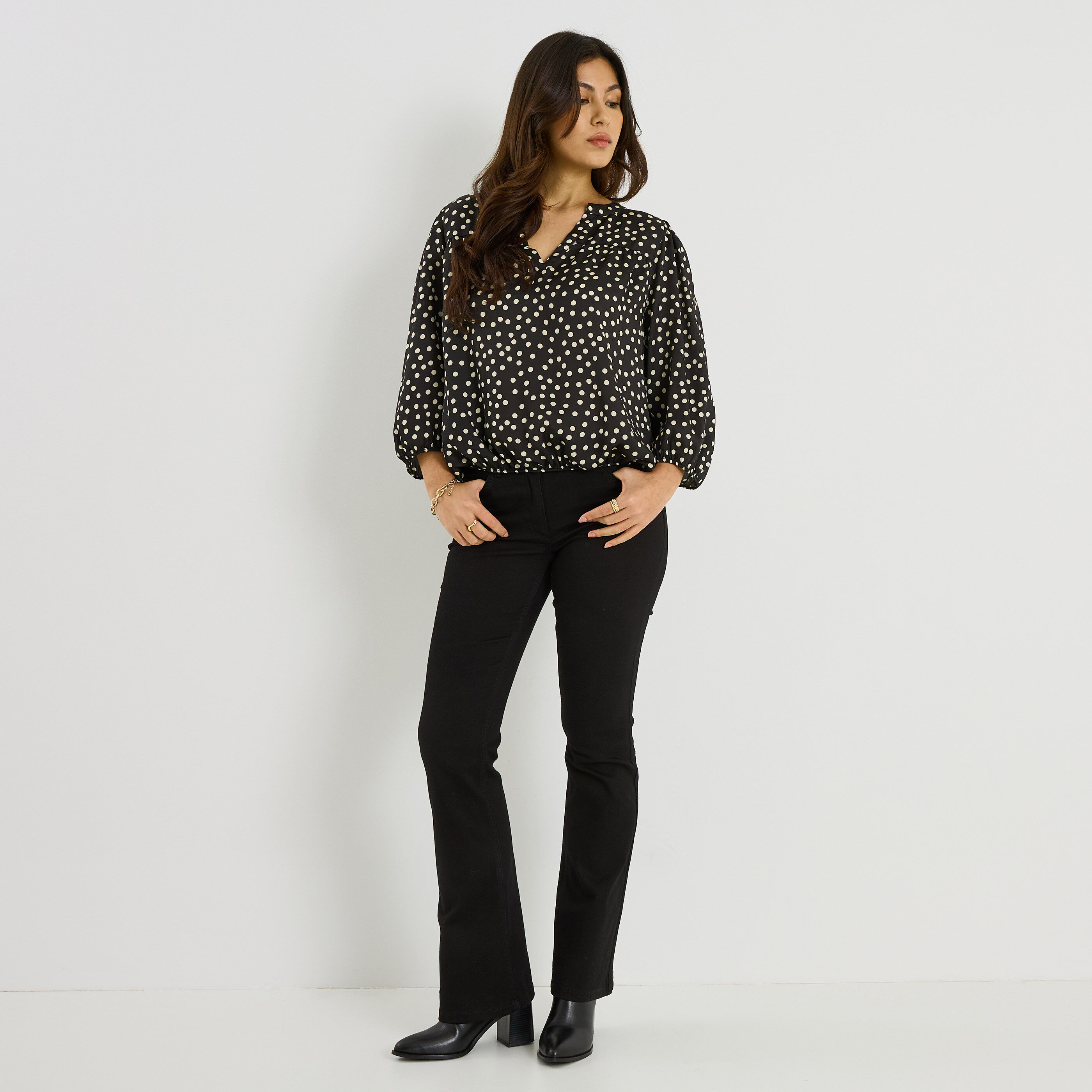 Blouse imprim&eacute; pois femme