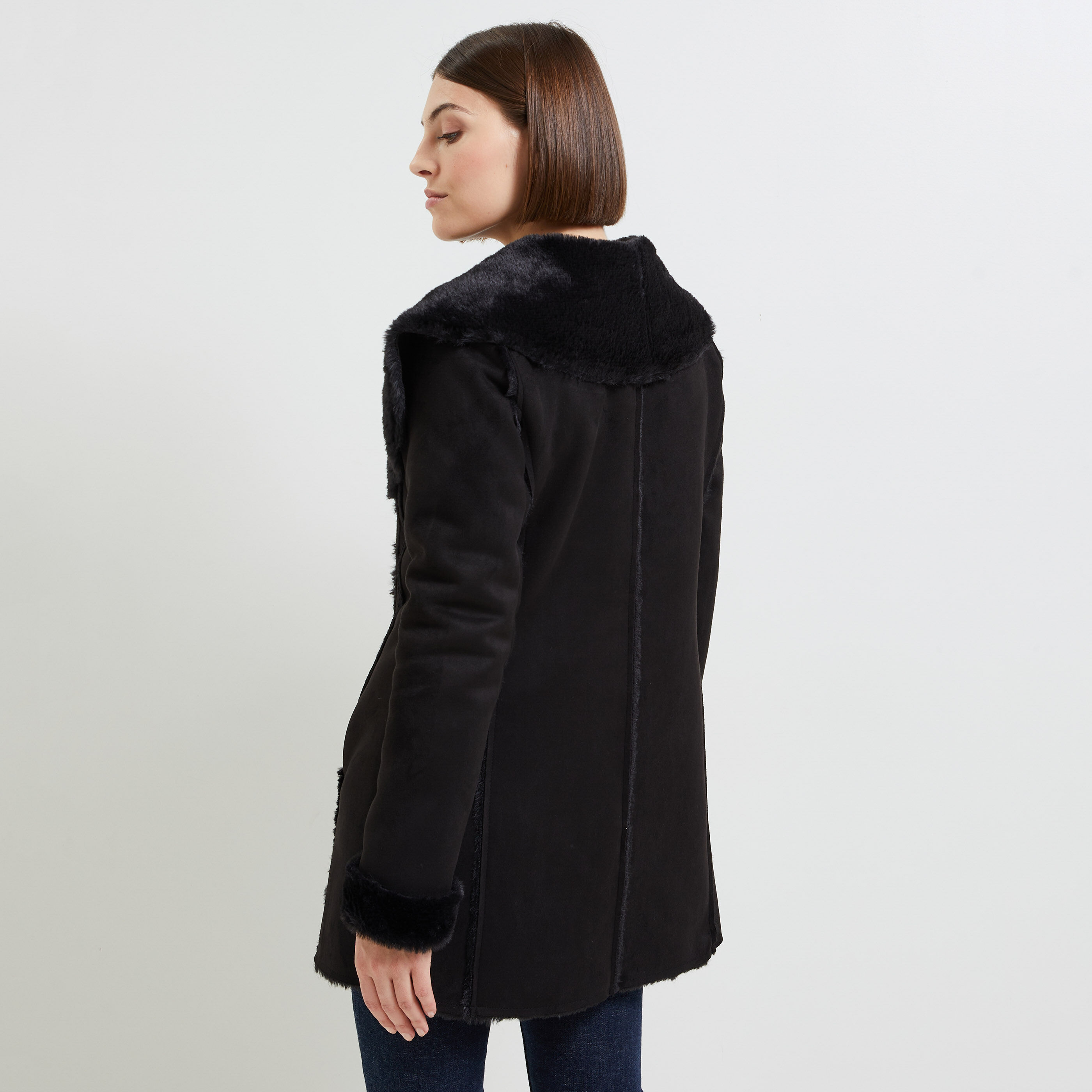 Manteau effet peau lain e femme Graindemalice