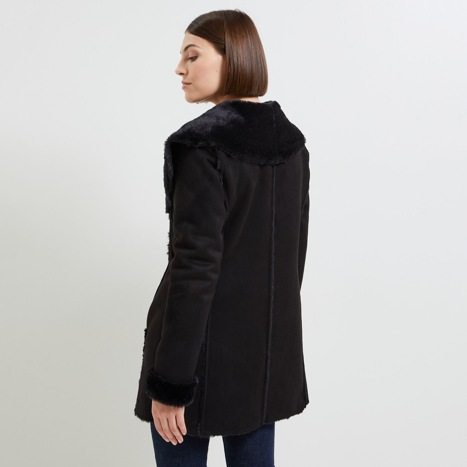 Manteau effet peau lainée femme
