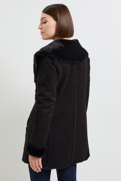 Manteau effet peau lainée femme