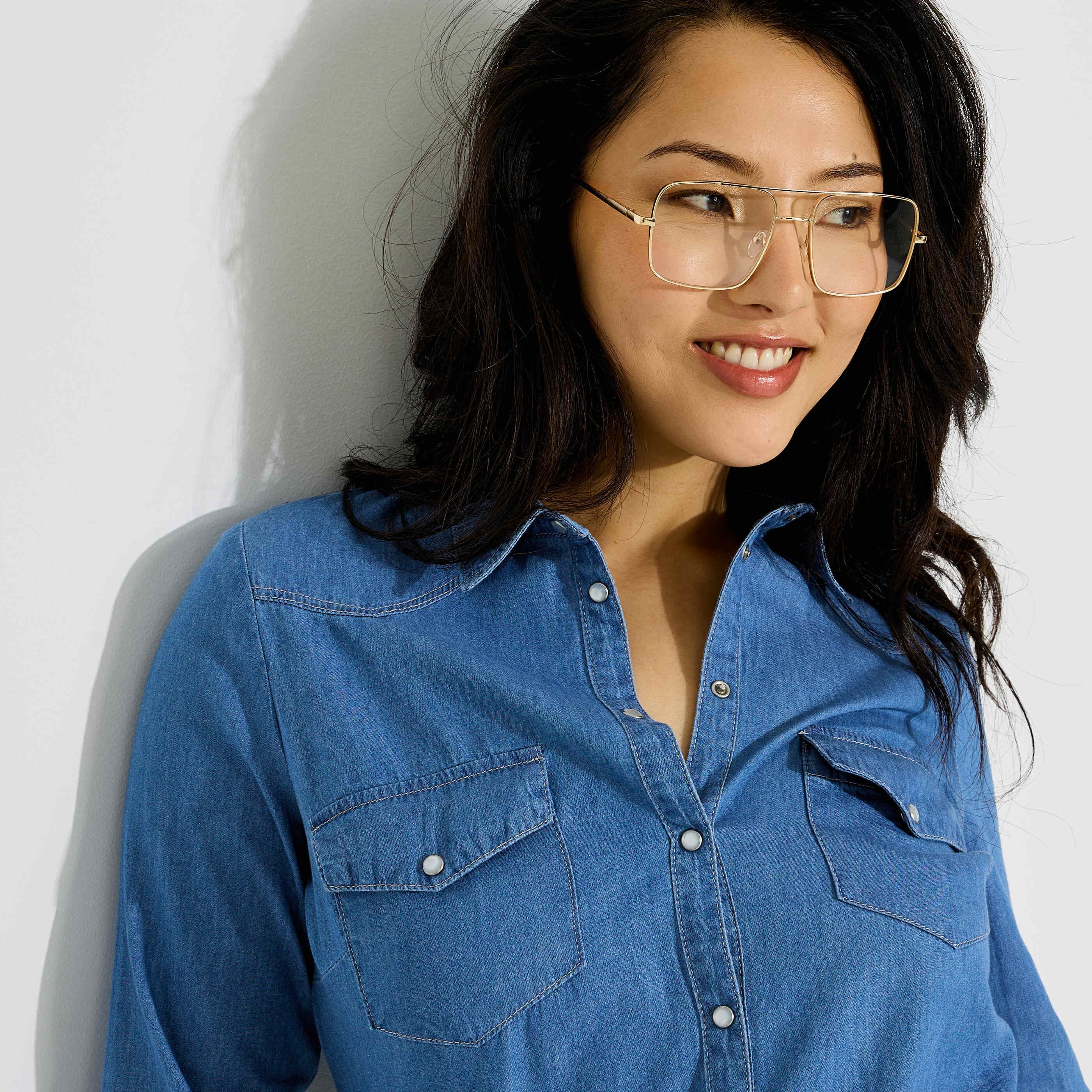 Chemisier en jean col chemise femme