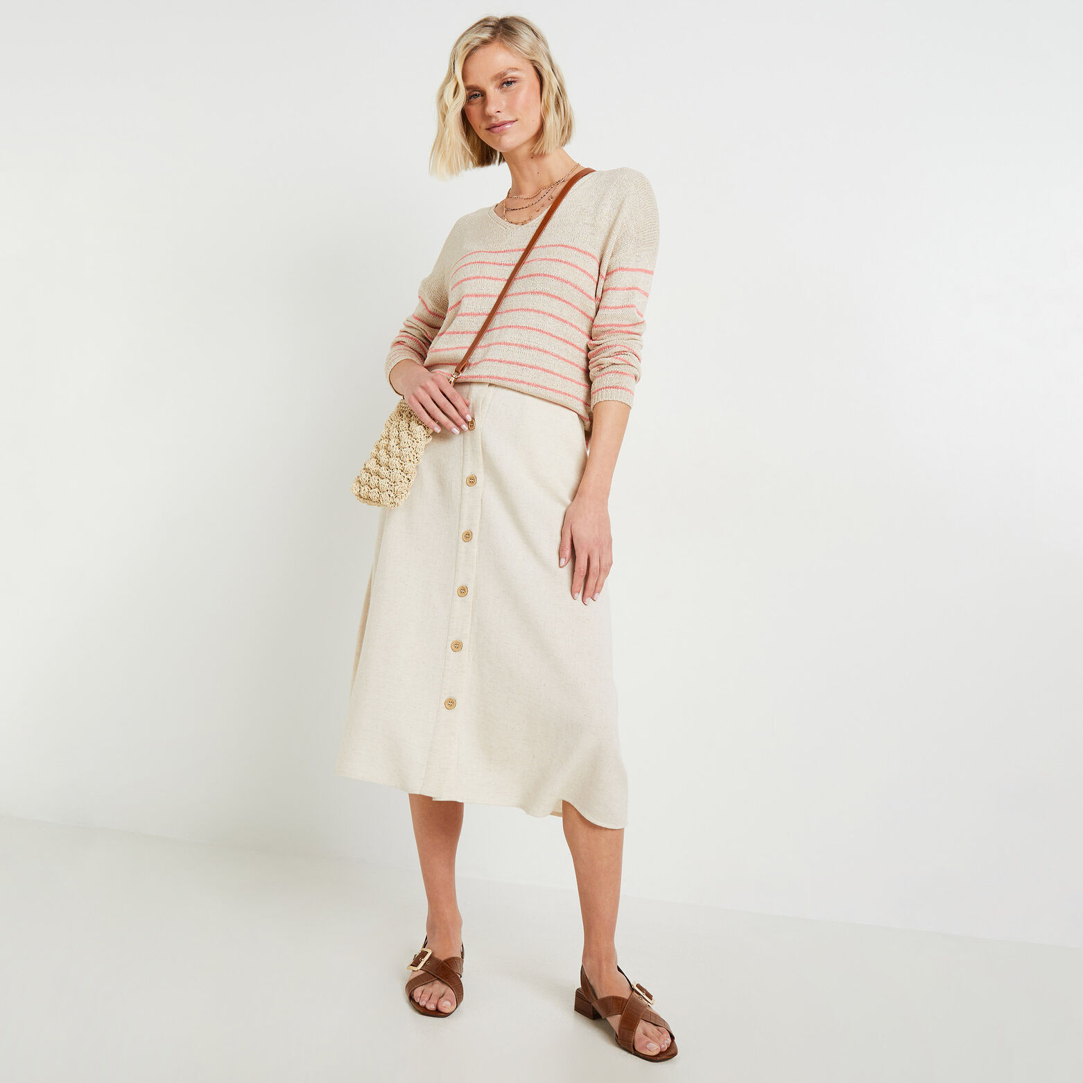 Jupe longue mélange lin femme