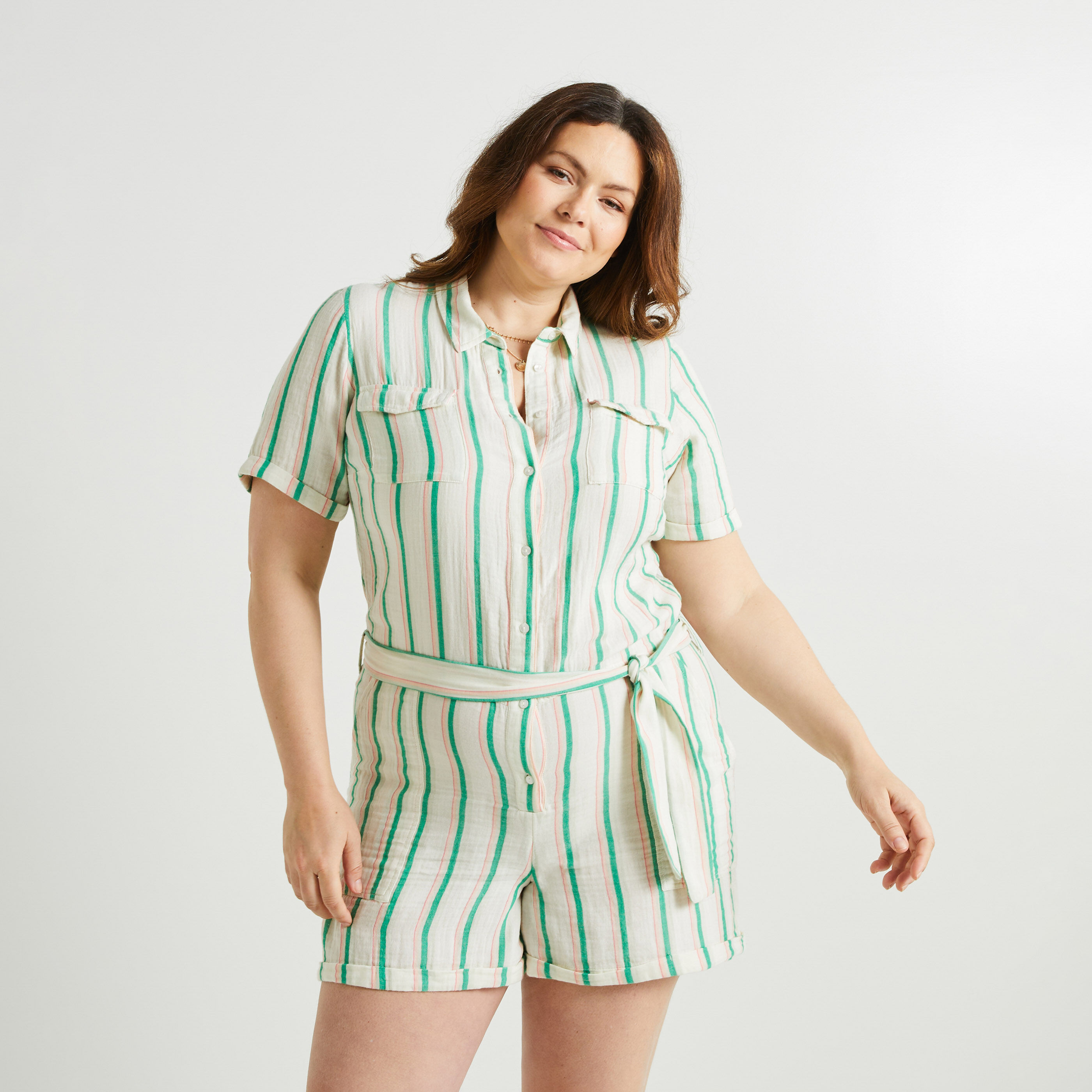 Combishort gaze de coton femme