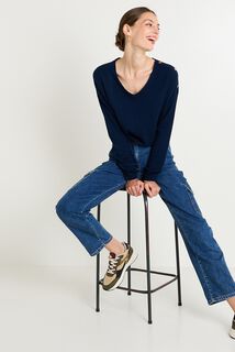 Pull col V femme