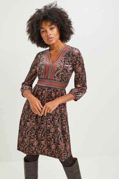 Robe imprimée en velours femme