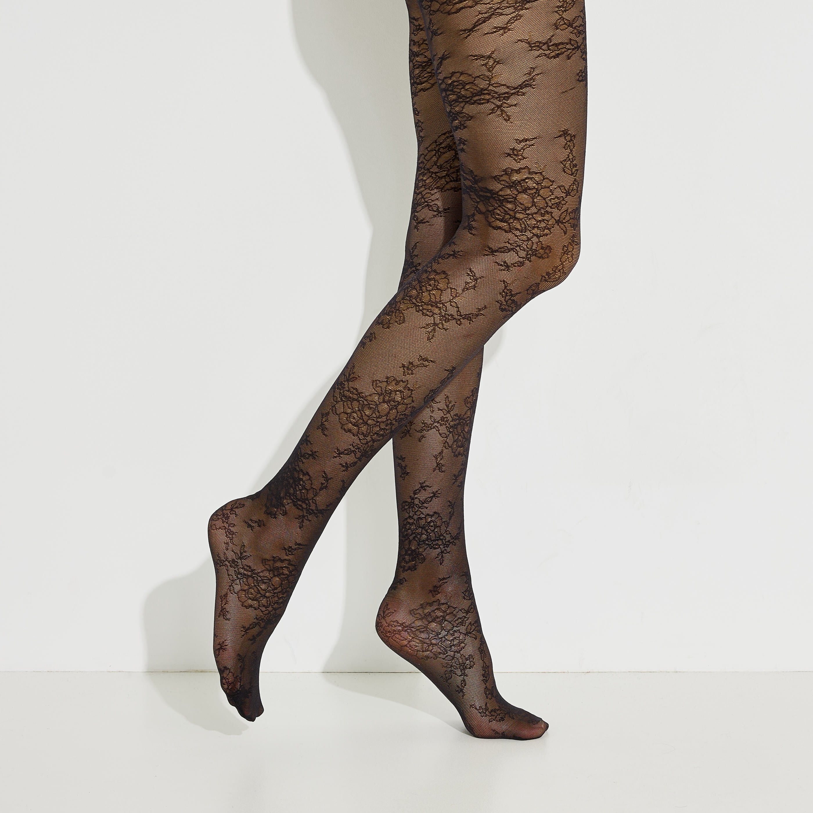 Collants ajour&eacute;s motif floral femme