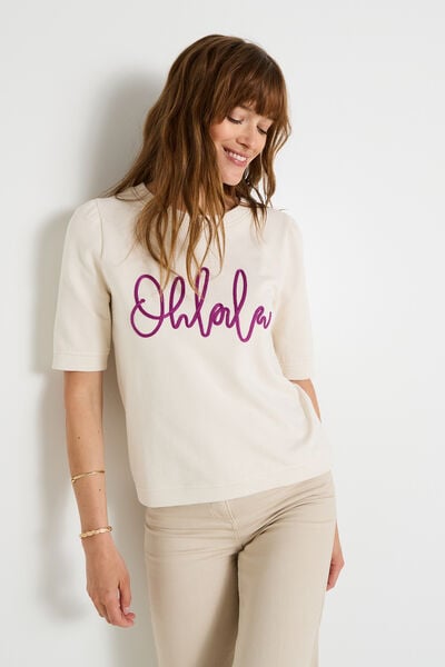 Sweat manches courtes brodé femme