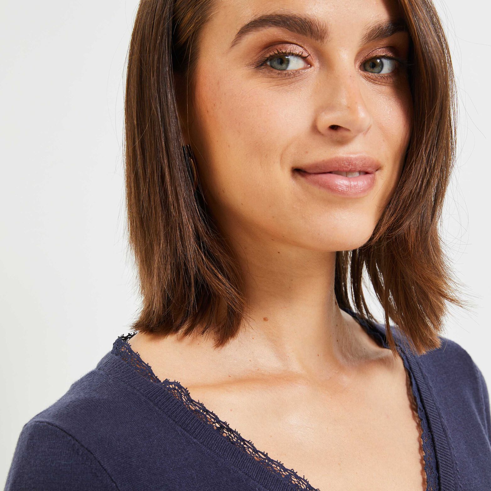 Pull col V femme