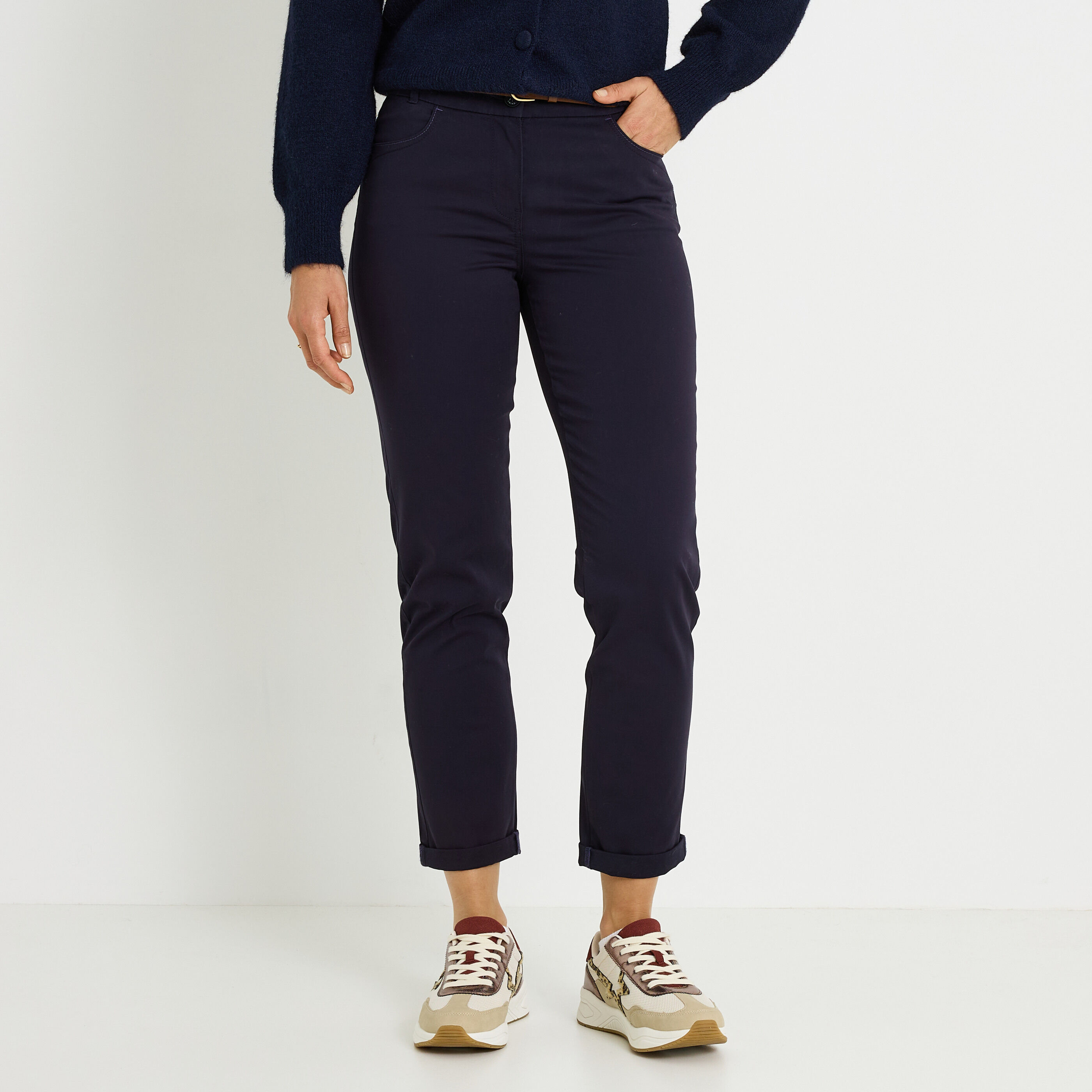 Pantalon chino uni femme