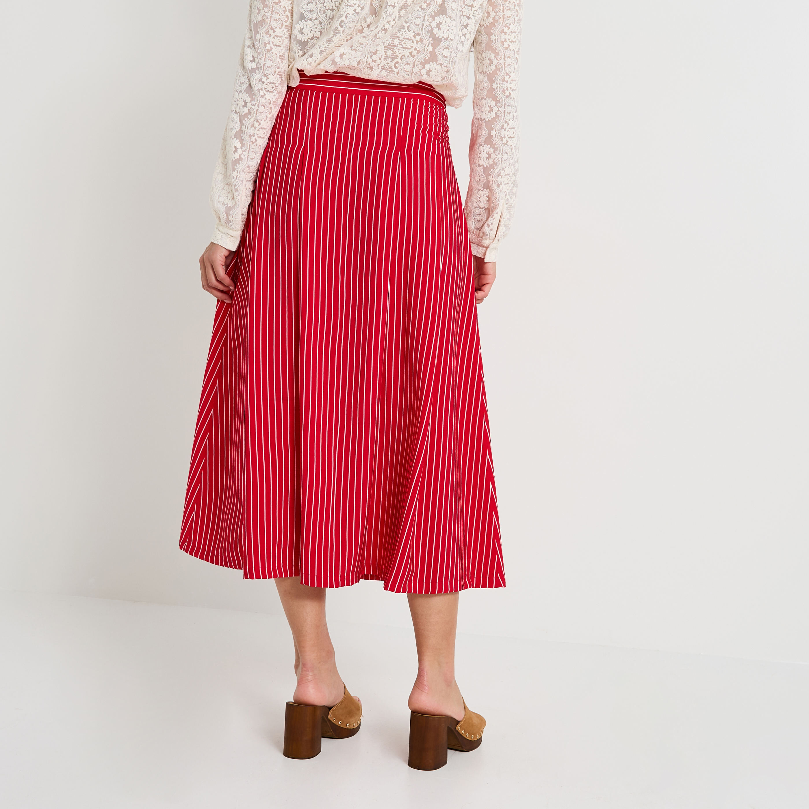 Jupe longue &eacute;vas&eacute;e &agrave; rayures