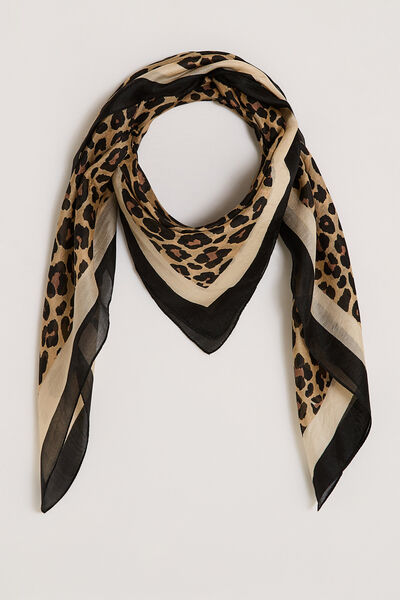 Foulard carré en soie imprimé léopard
