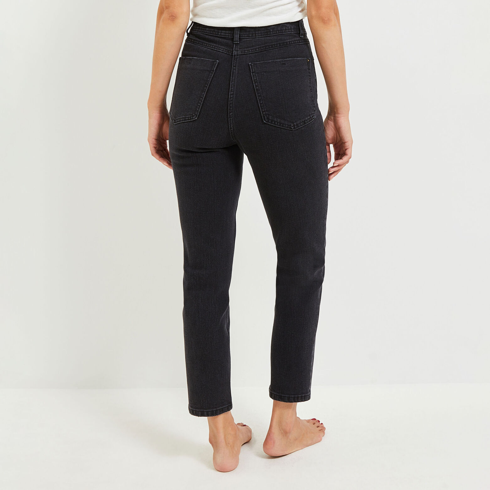Jeans mum taille haute