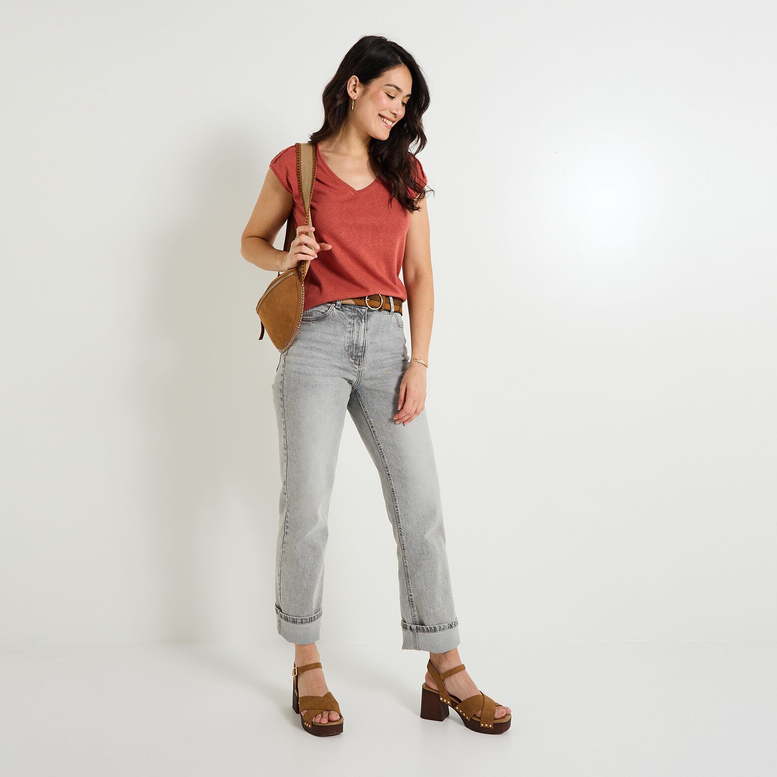 T-shirt col V femme