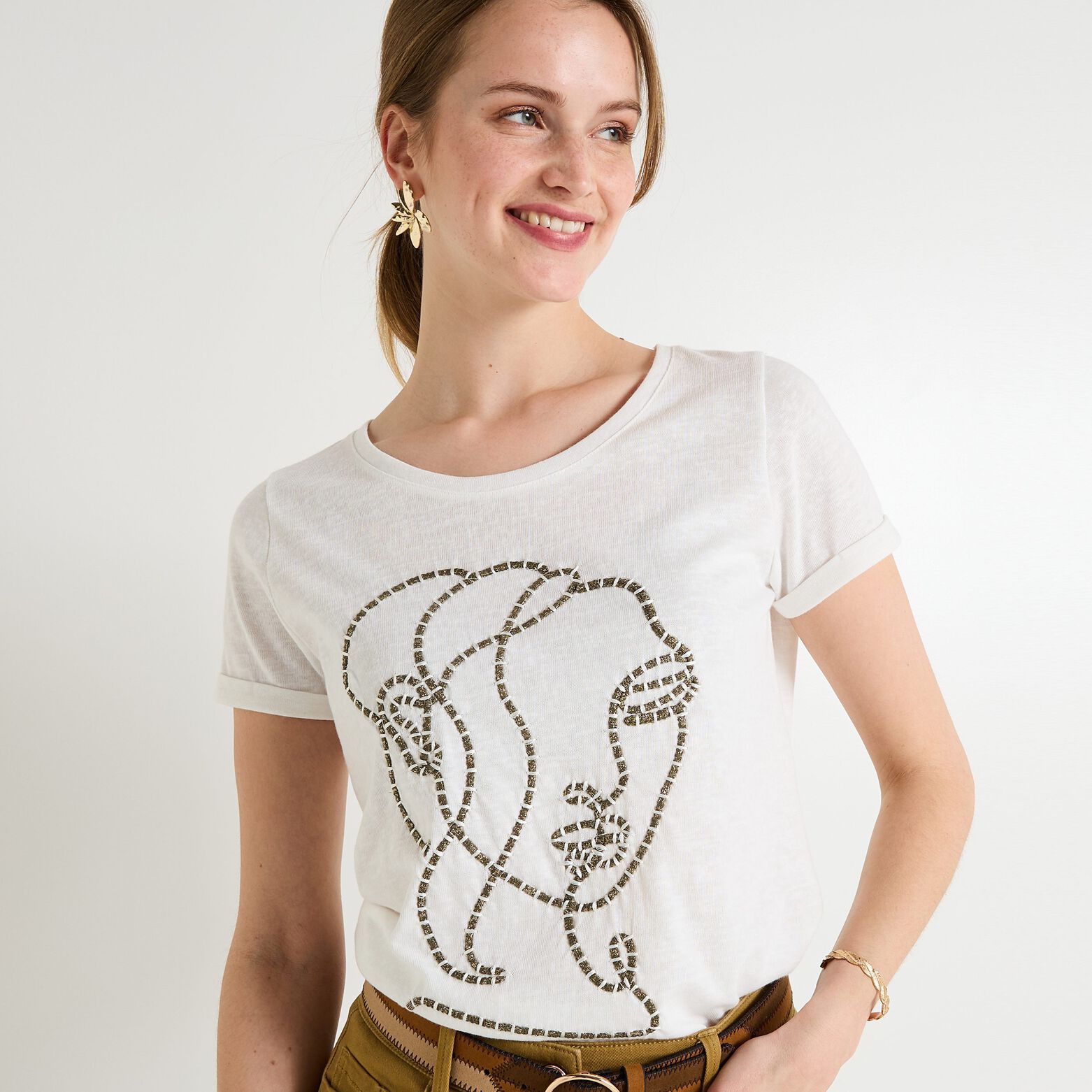 T shirt col rond femme