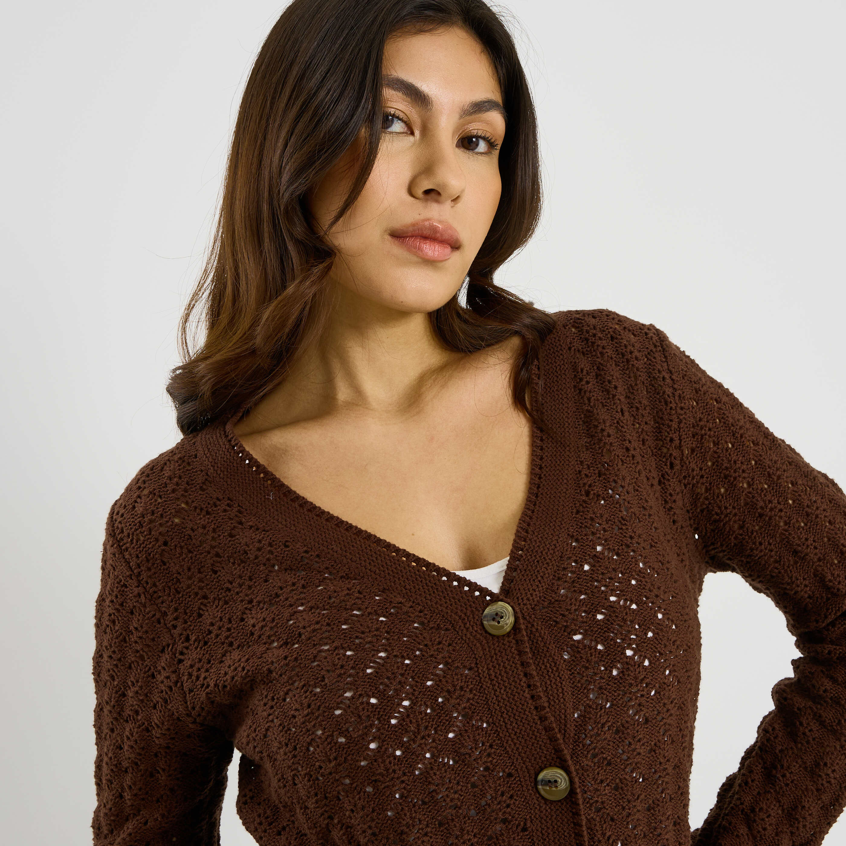 Gilet &agrave; boutons col V femme