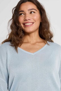Pull brillant à col V femme
