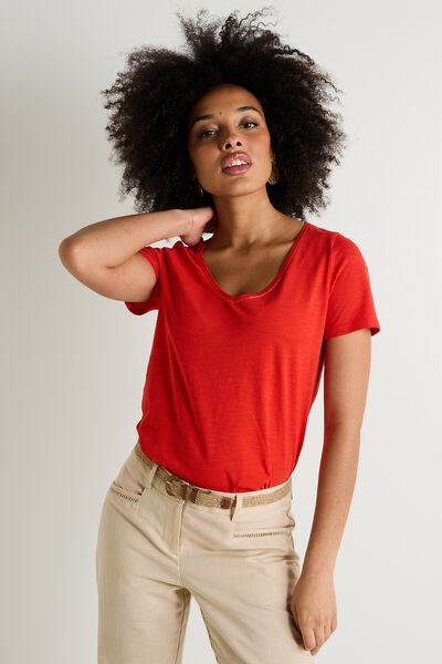 T-shirt col V femme