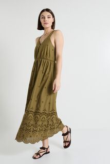 Robe longue brodée femme