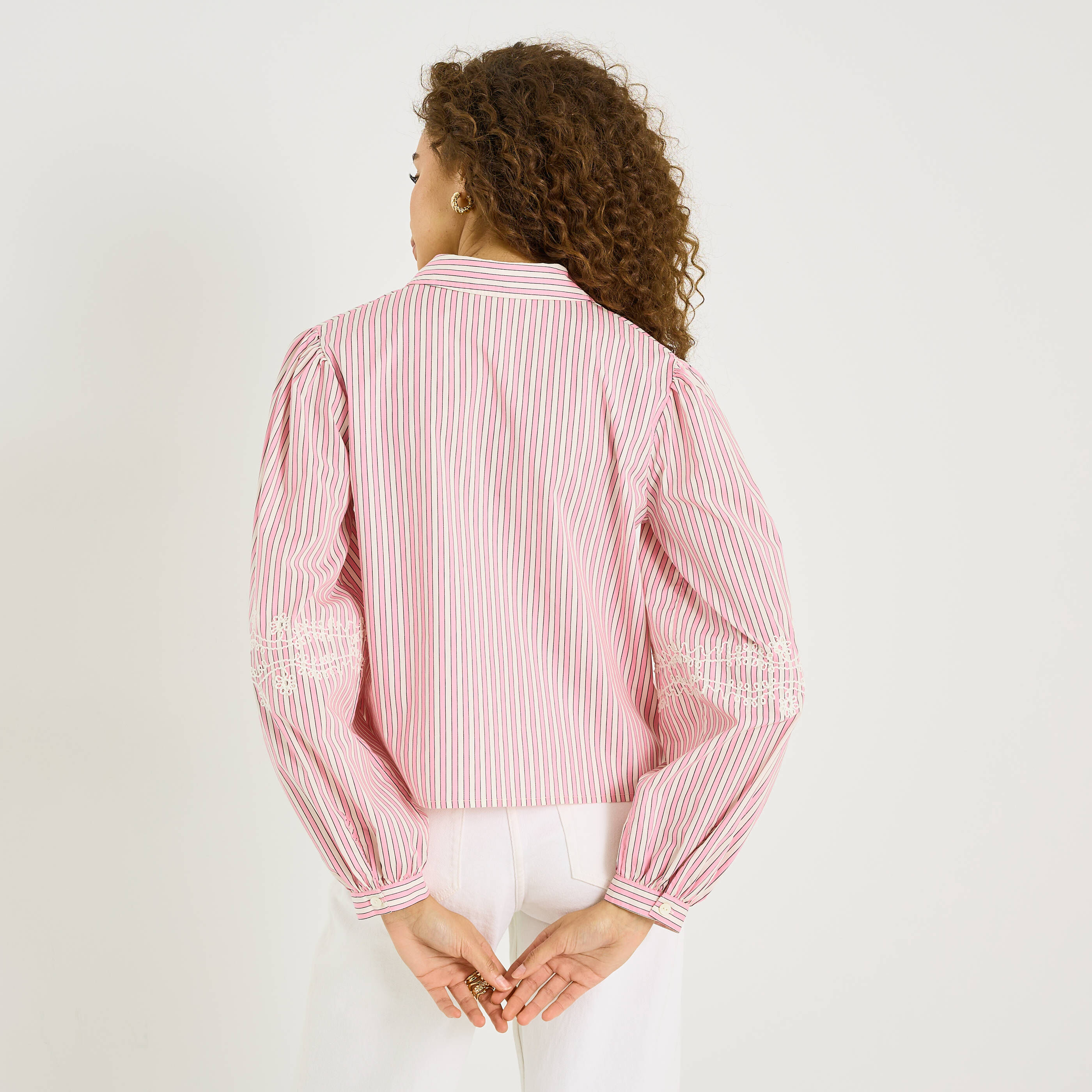 chemise ray&eacute;e &agrave; broderies femme