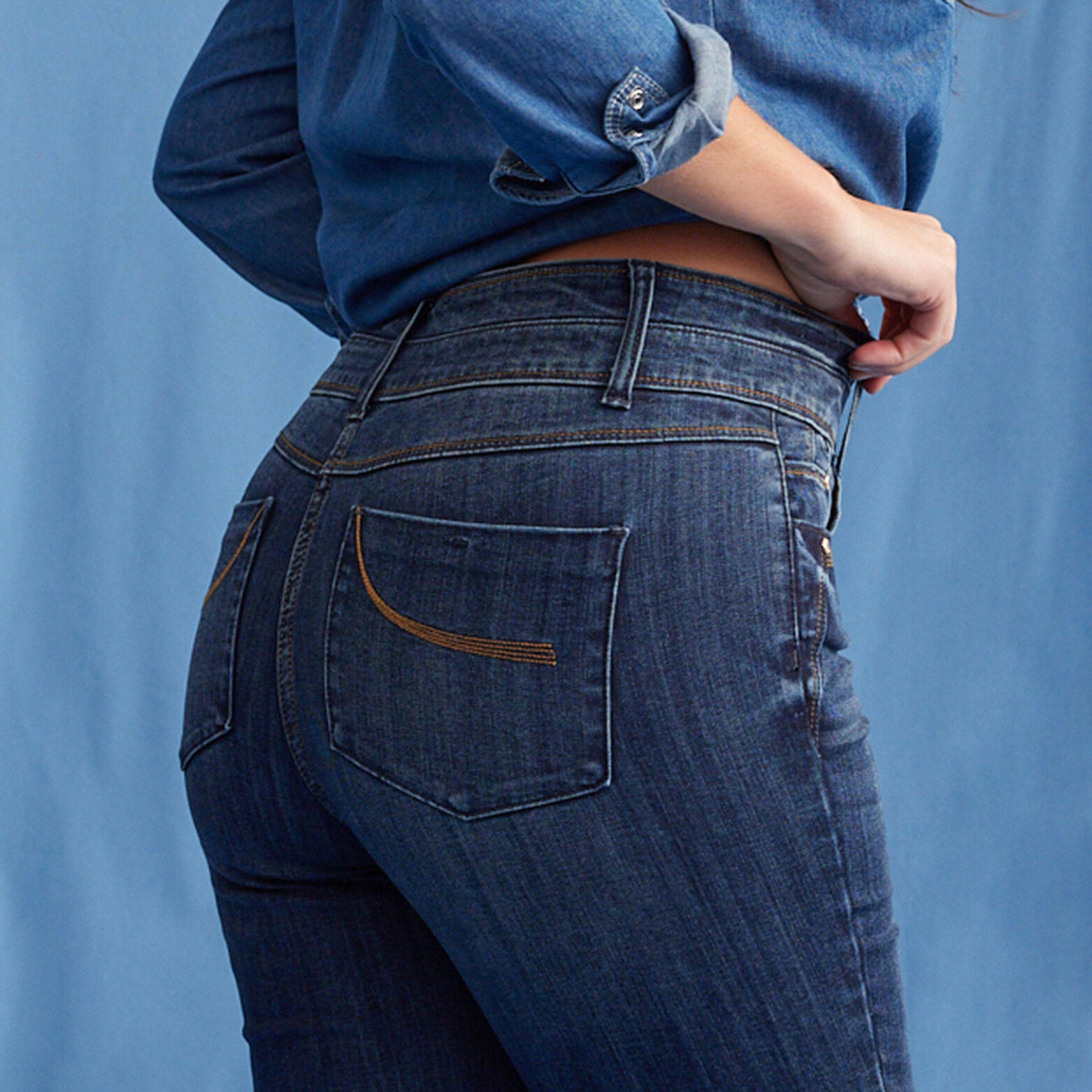 Jean raccourci taille haute femme