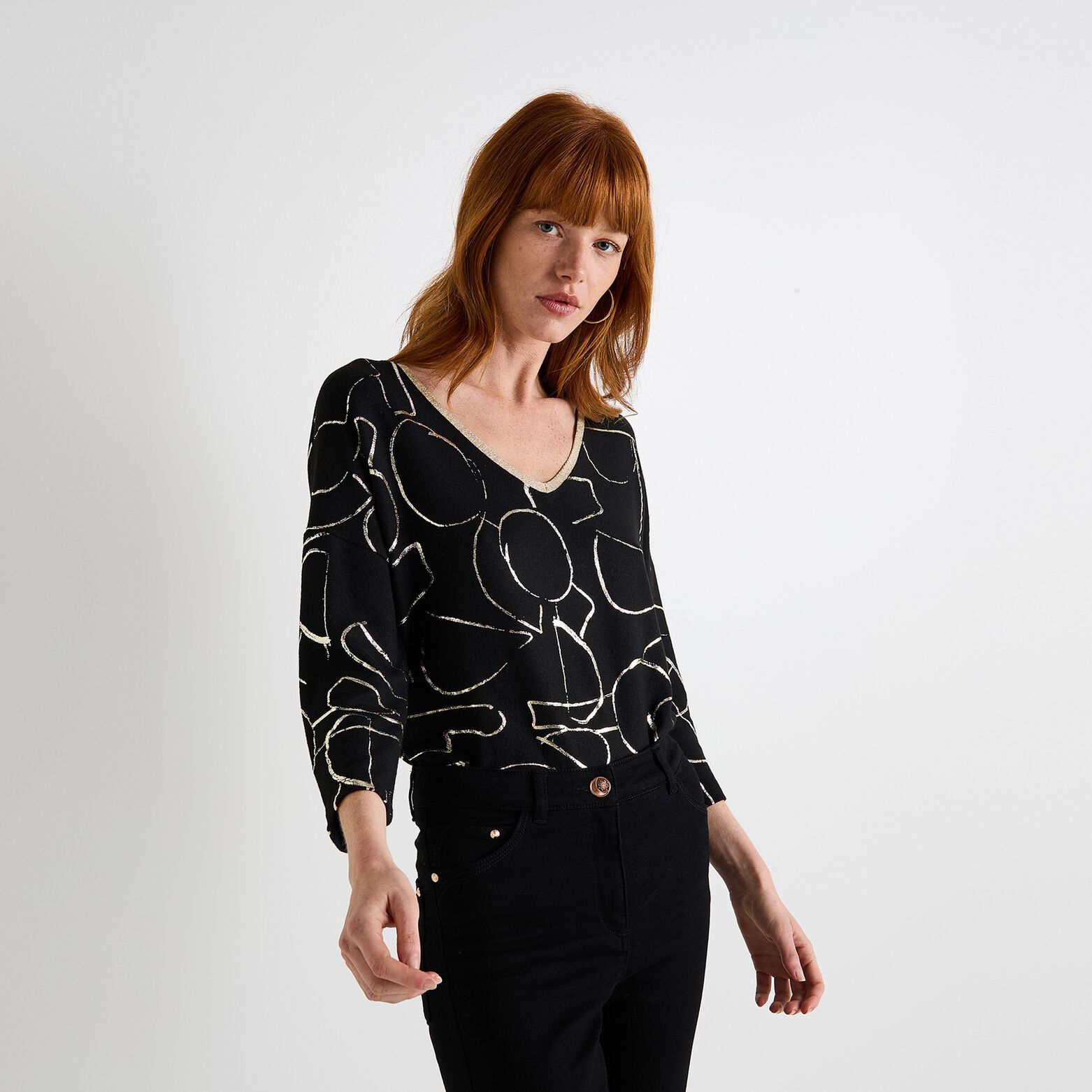 T-shirt col V femme
