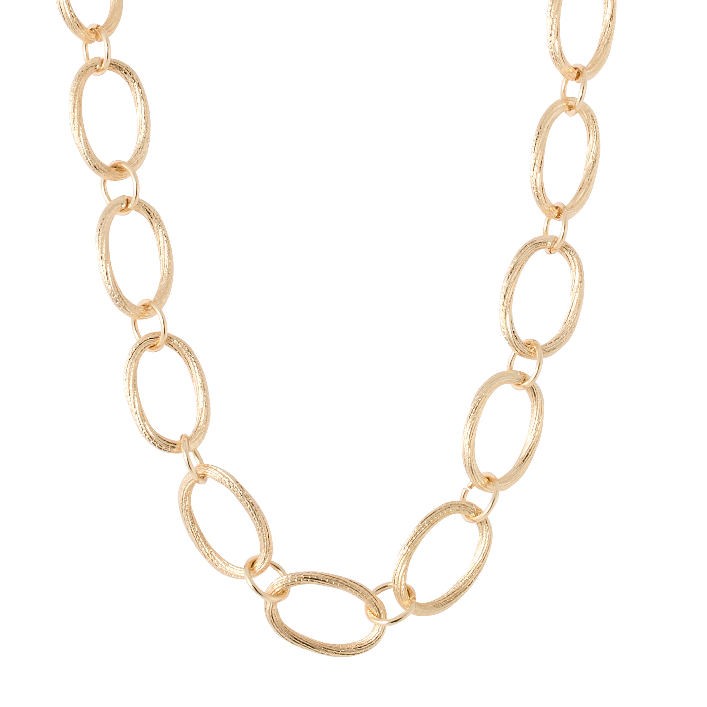 Collier maillons ovales cisel&eacute;s femme