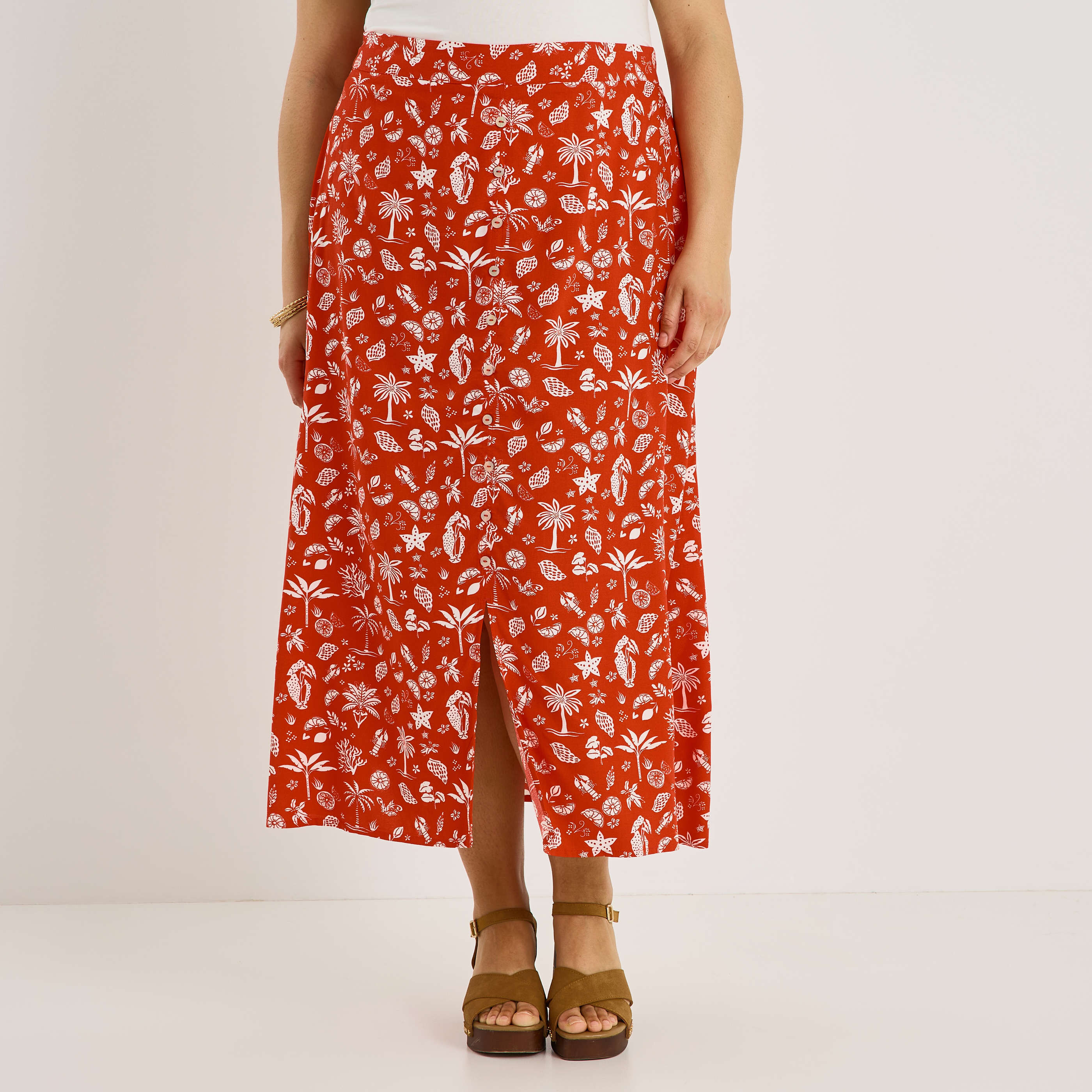 Jupe mi-longue imprim&eacute;e