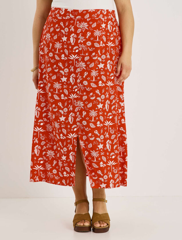 Jupe mi-longue imprim&eacute;e