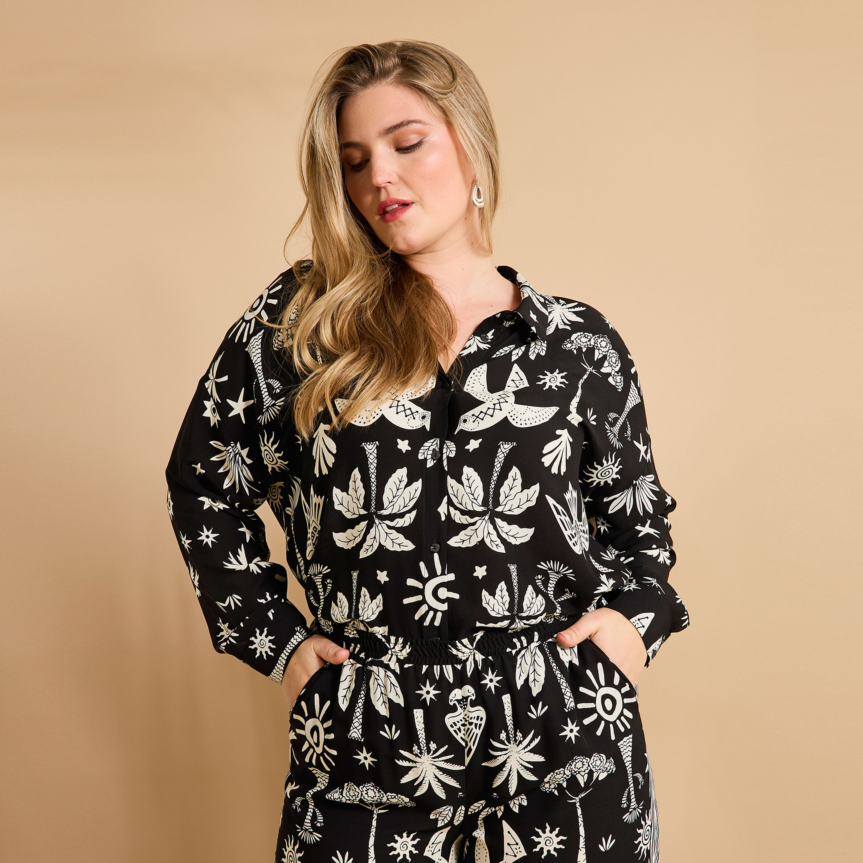 Chemise fluide imprim&eacute;e femme