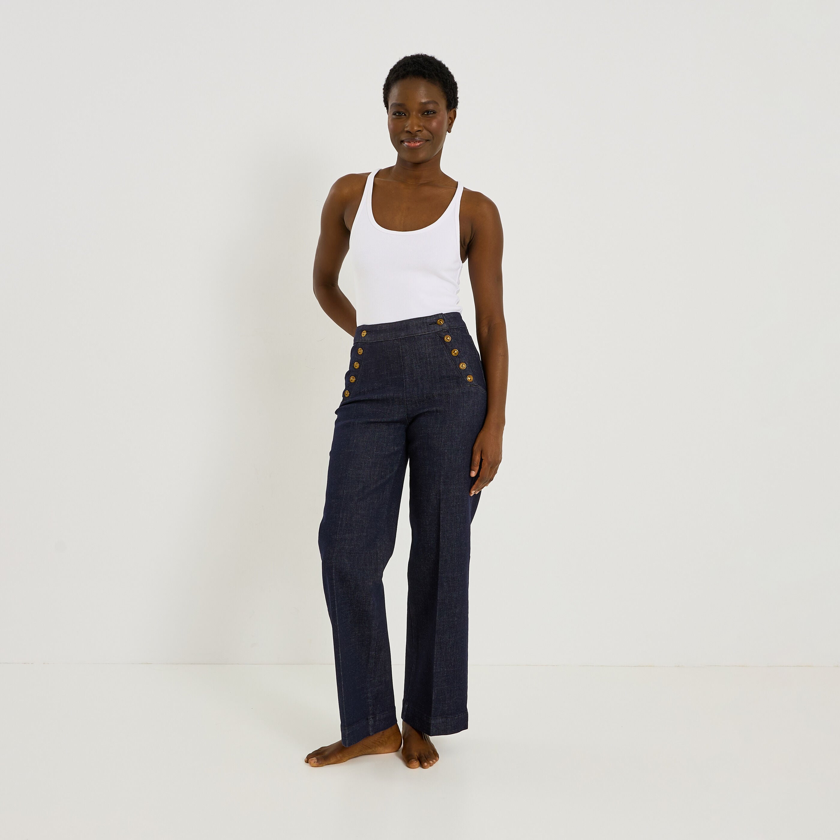 Jean flare &agrave; pont POMPON F02 femme