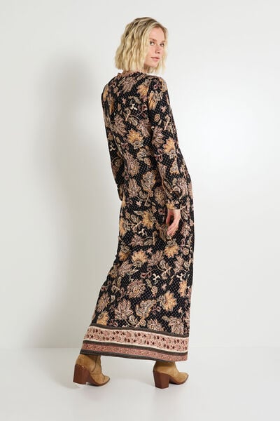 Robe longue imprimé fleuri à col V