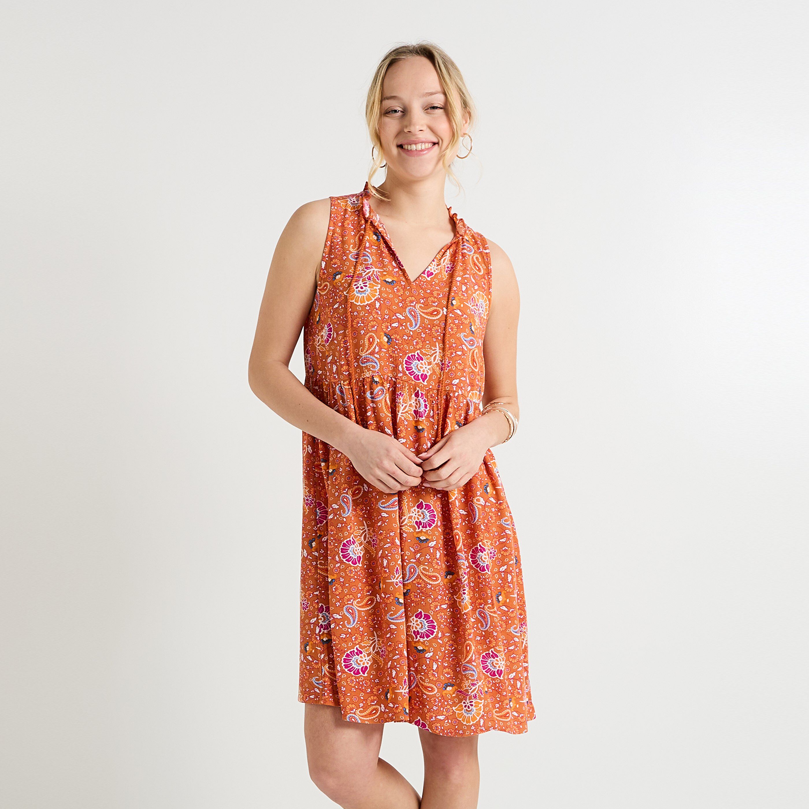 Robe courte imprim&eacute;e femme