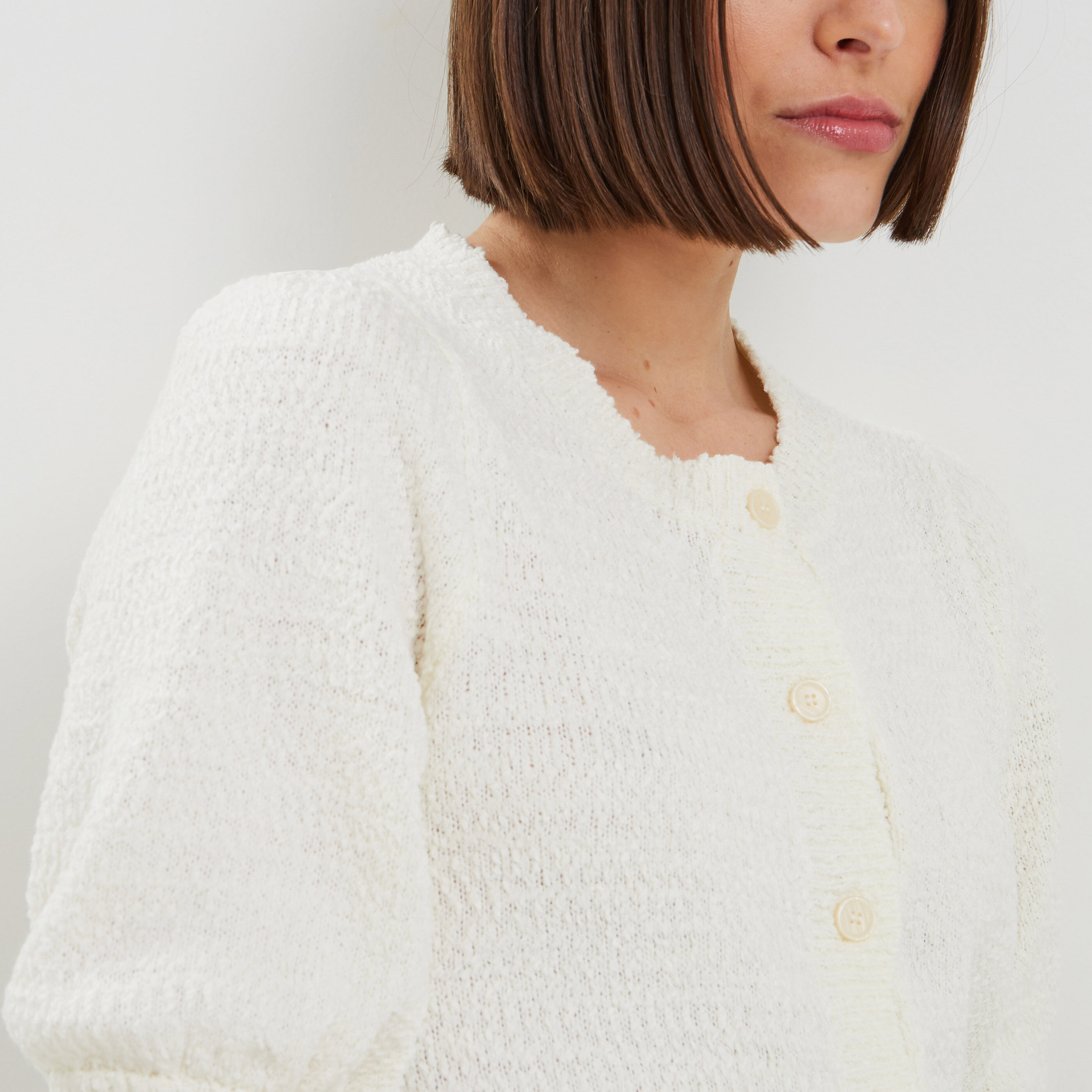 Gilet maille gauffr&eacute;e femme