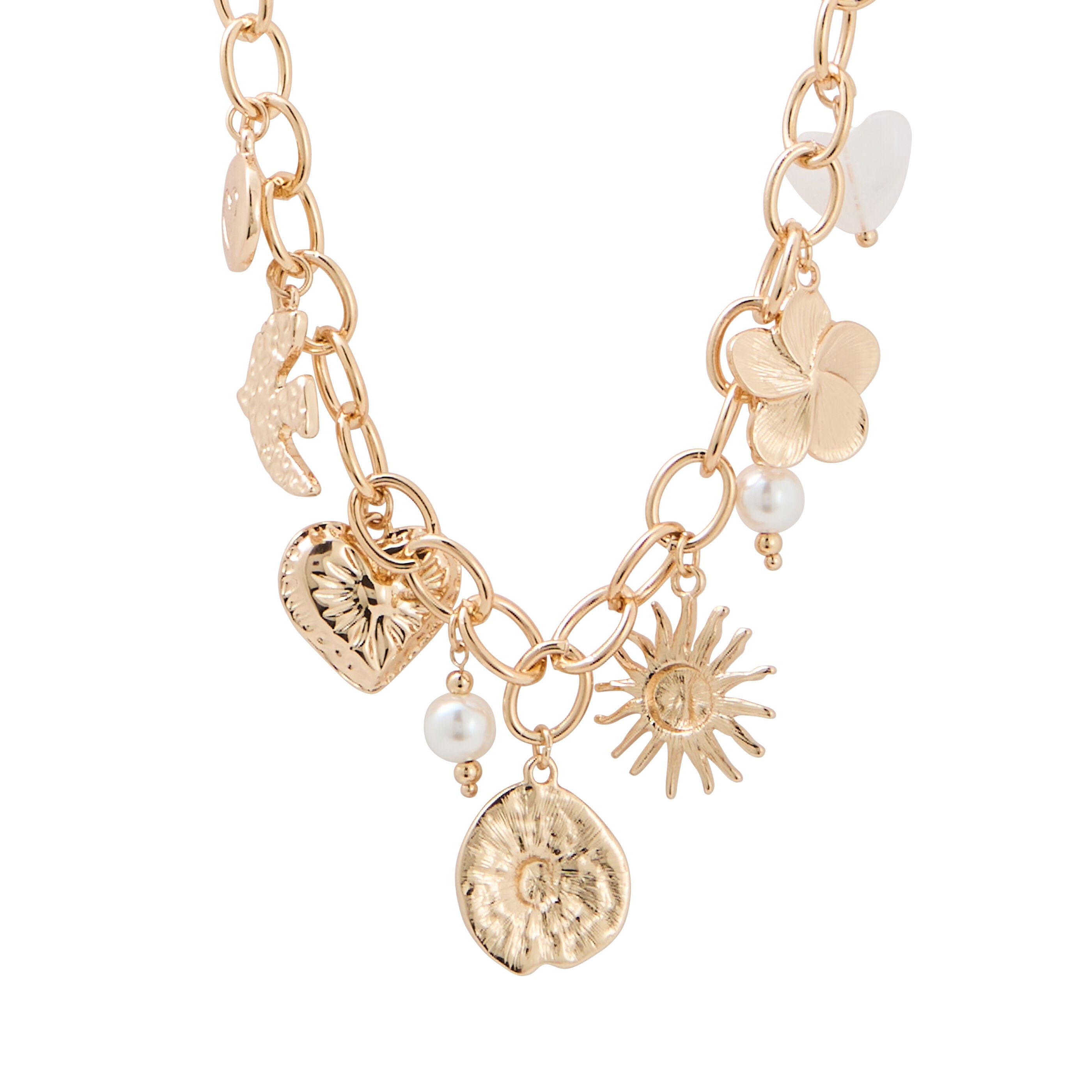 Collier gros maillons &agrave; charms femme