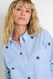 Chemise brodée à rayures femme