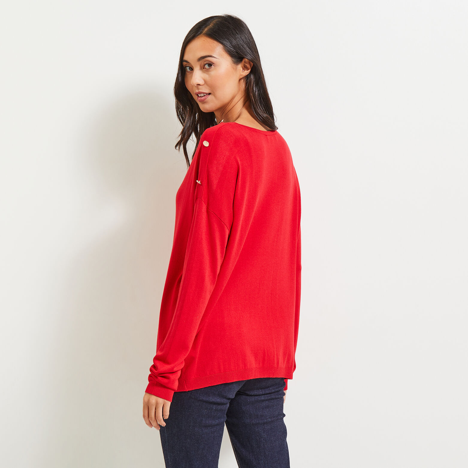 Pull col V femme
