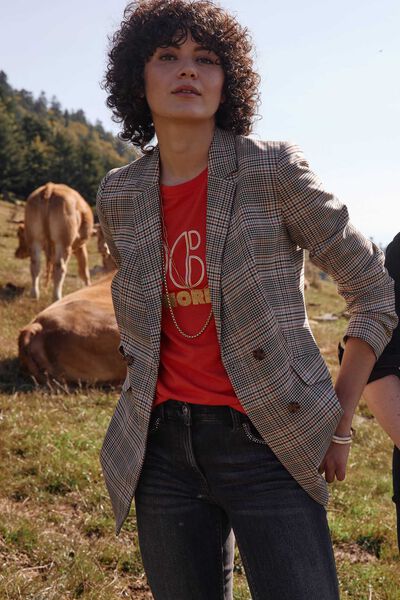 Blazer à carreaux femme