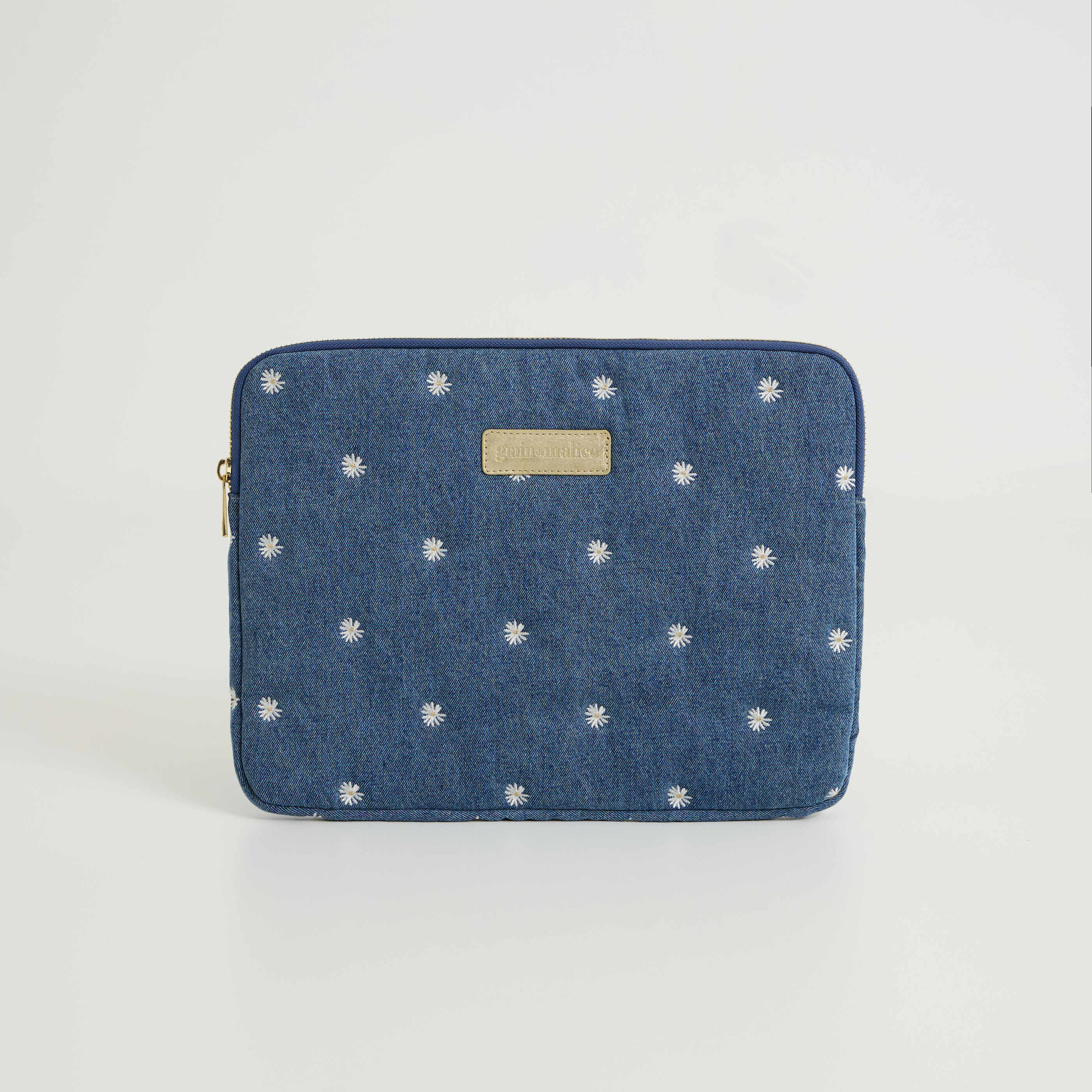 Pochette ordinateur en denim 