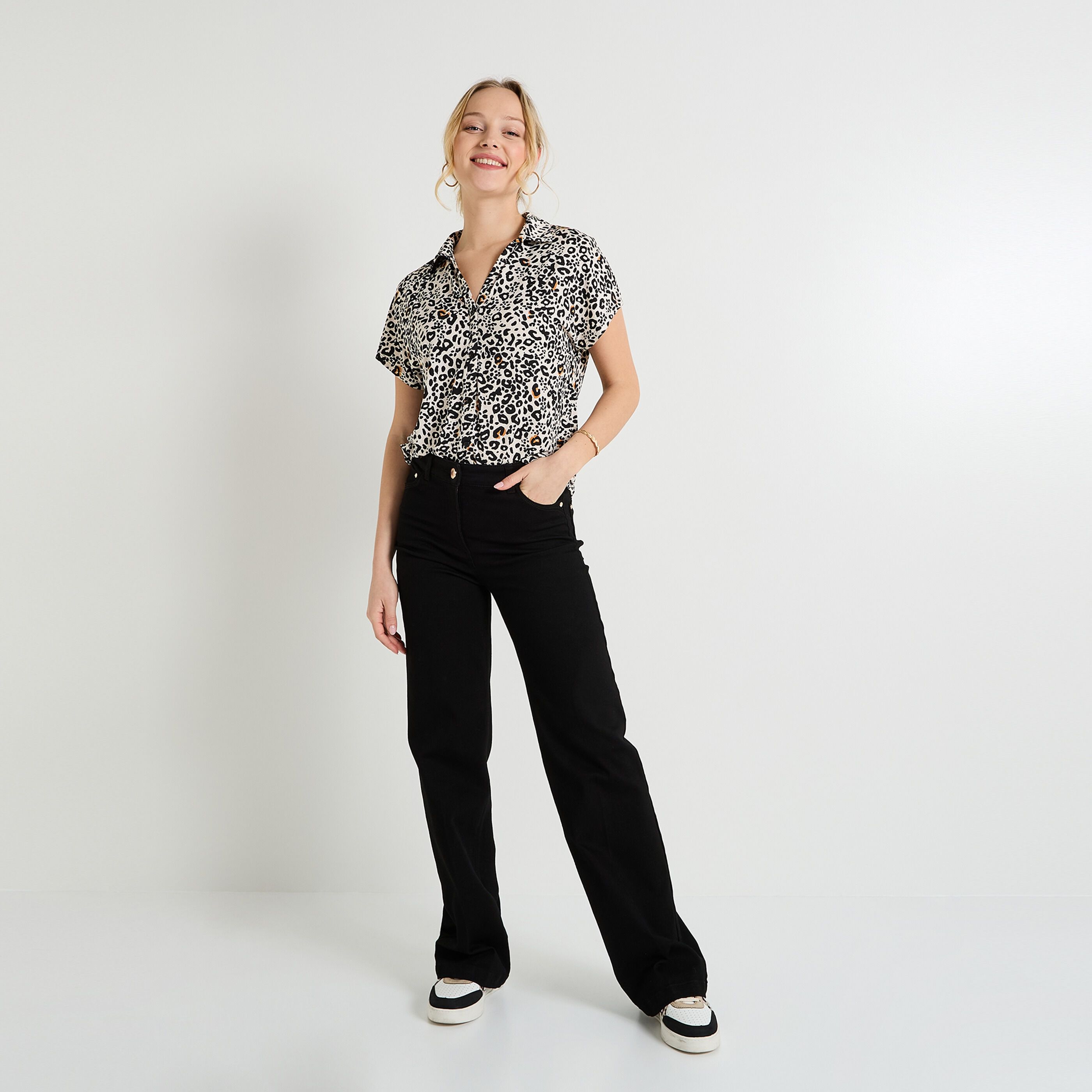 Chemise imprim&eacute; l&eacute;opard femme
