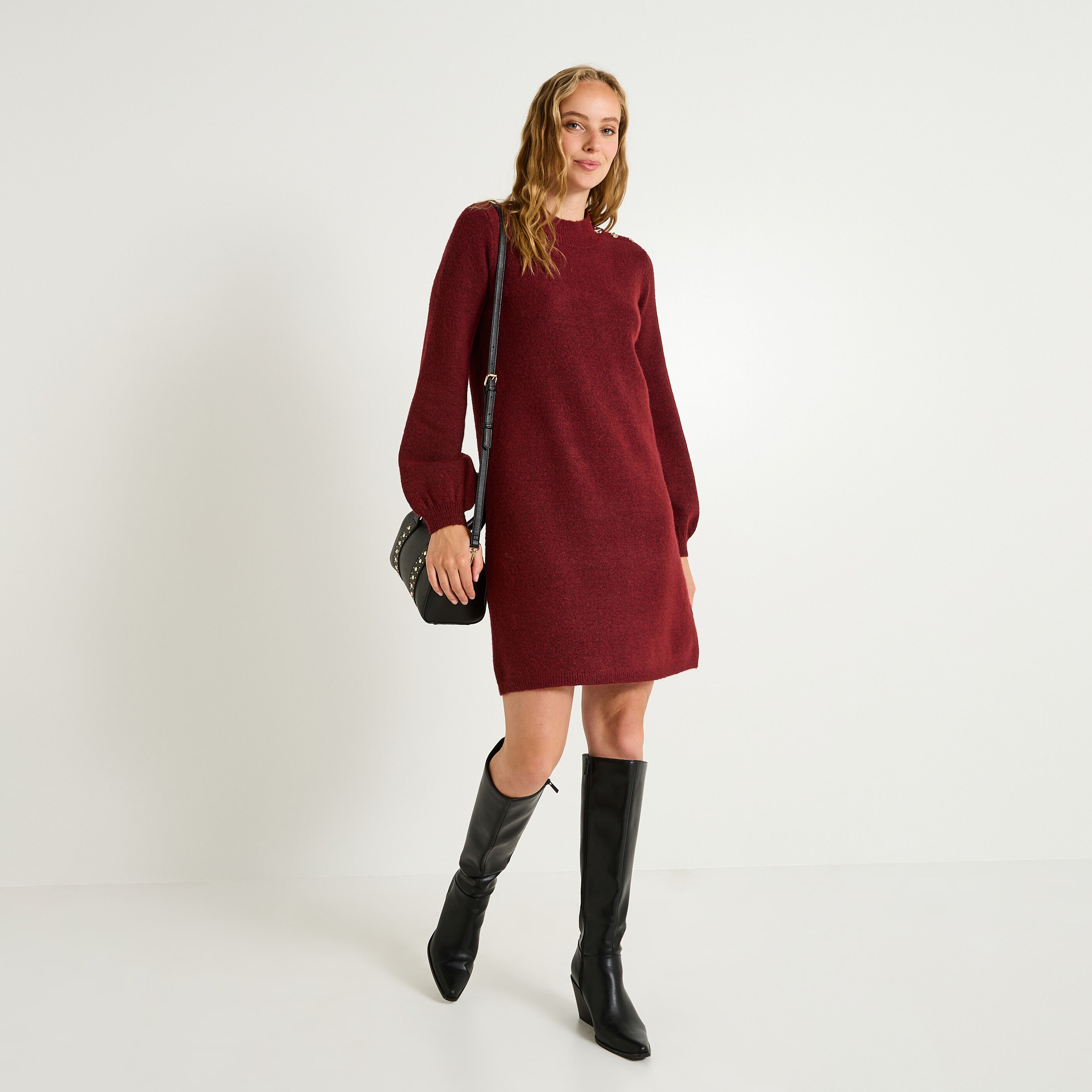 Robe pull col montant femme