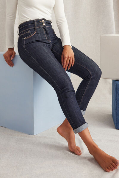 Jean raccourci taille haute femme
