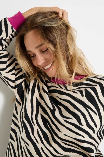 Sweat imprimé zébré femme