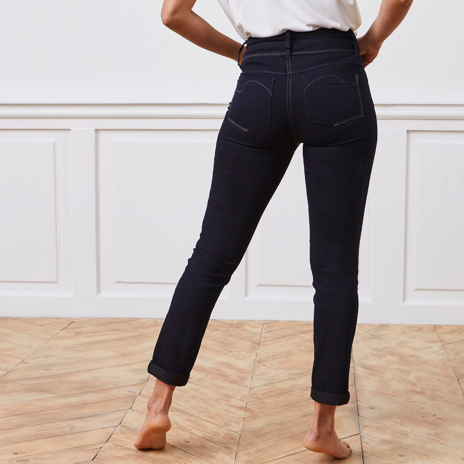 Jean raccourci taille haute HANOI femme