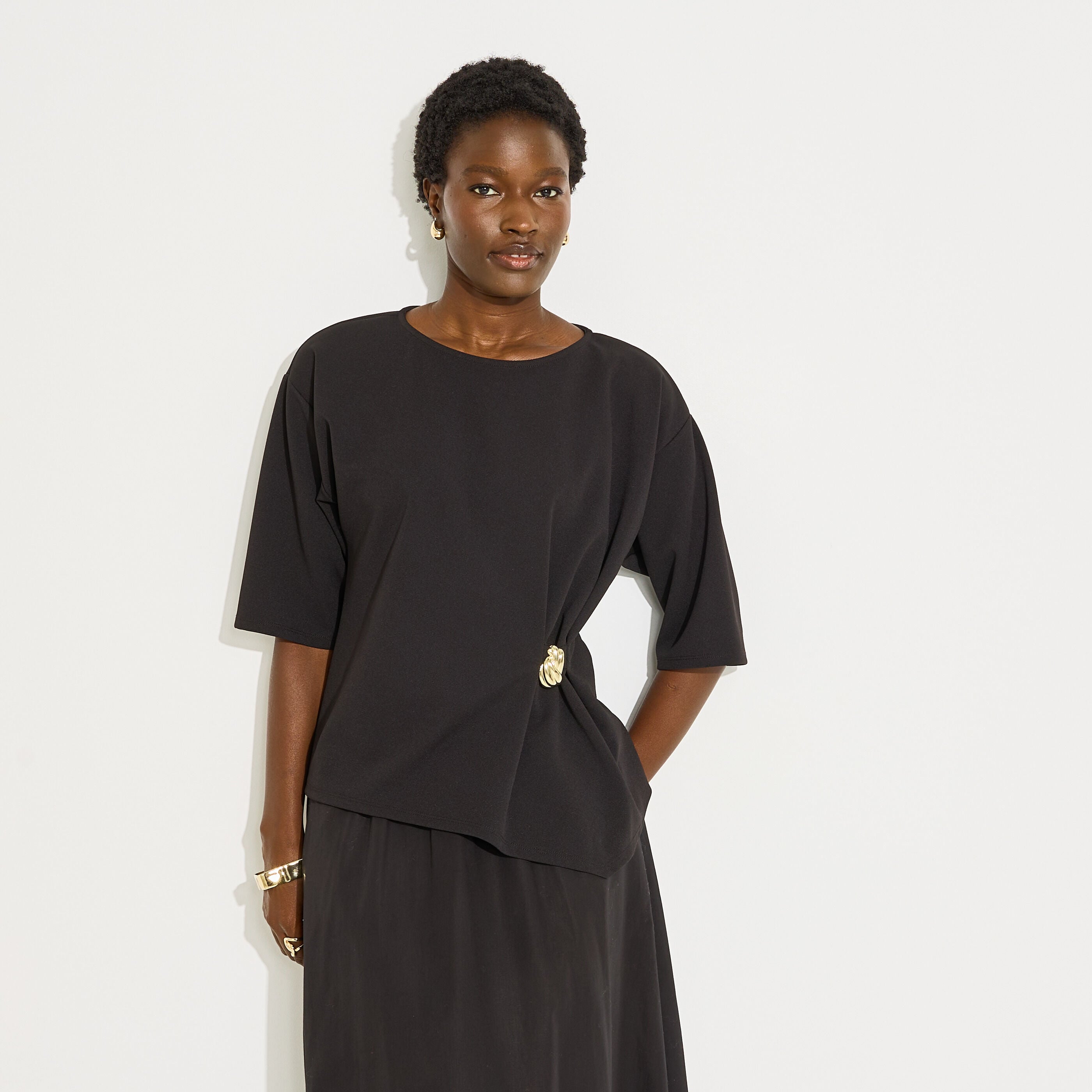 Blouse fluide drap&eacute;e femme