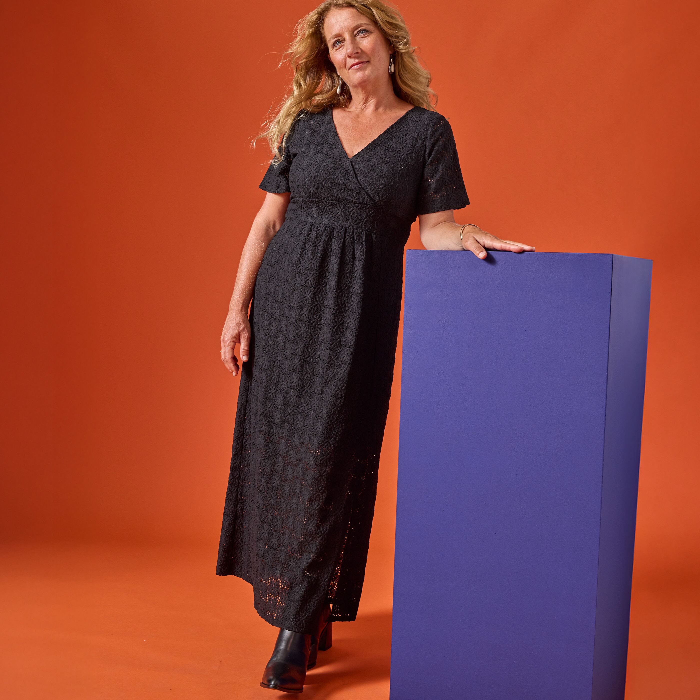 Robe longue textur&eacute;e en maille