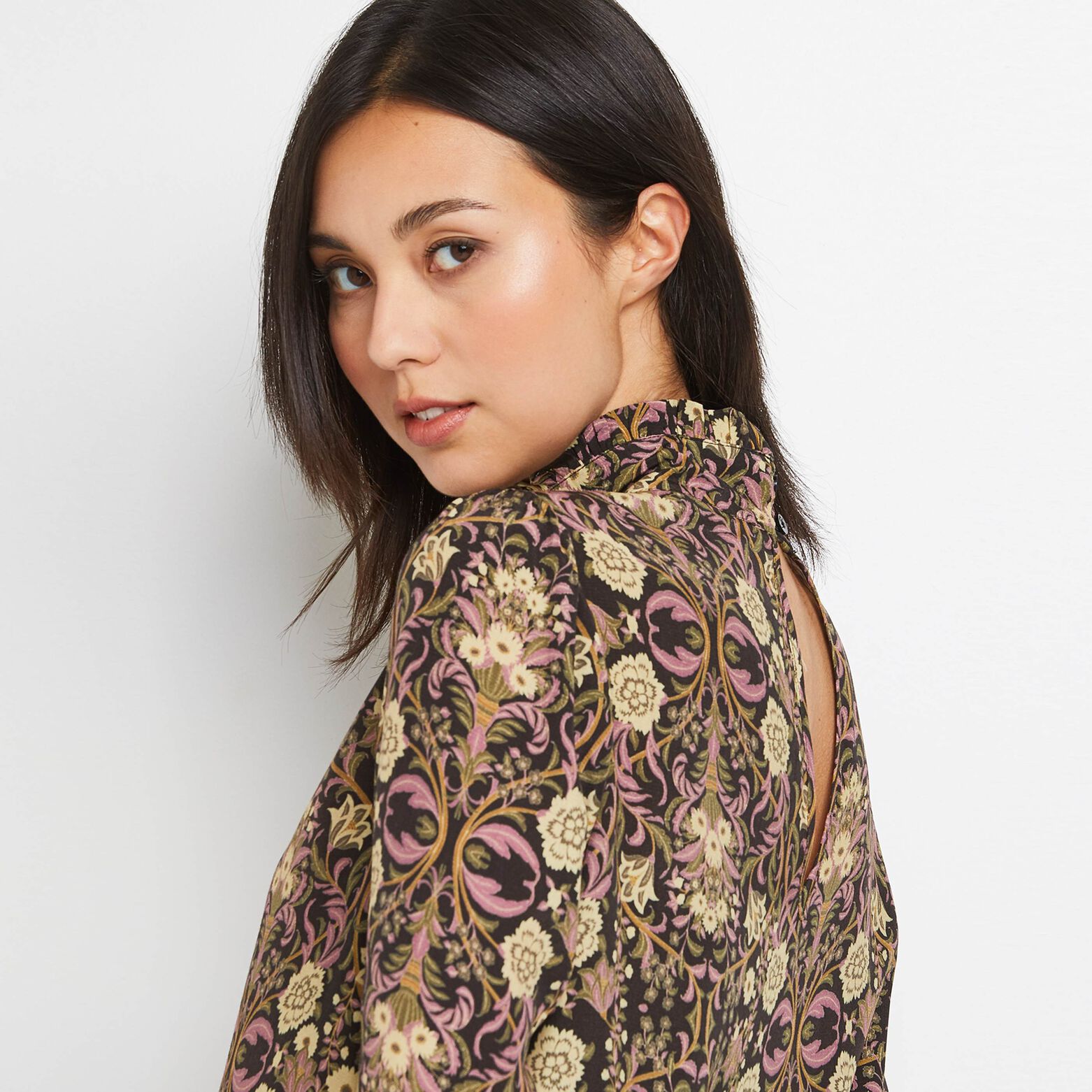 Blouse imprimée col montant femme