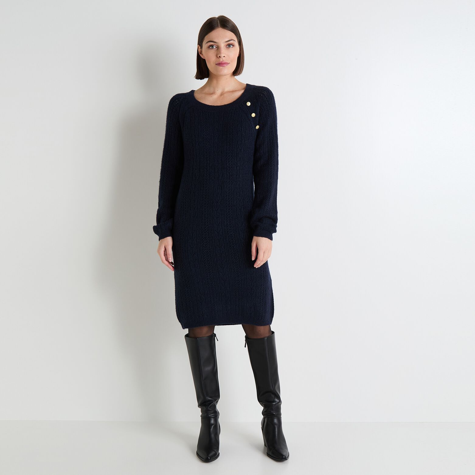 Robe pull col rond femme