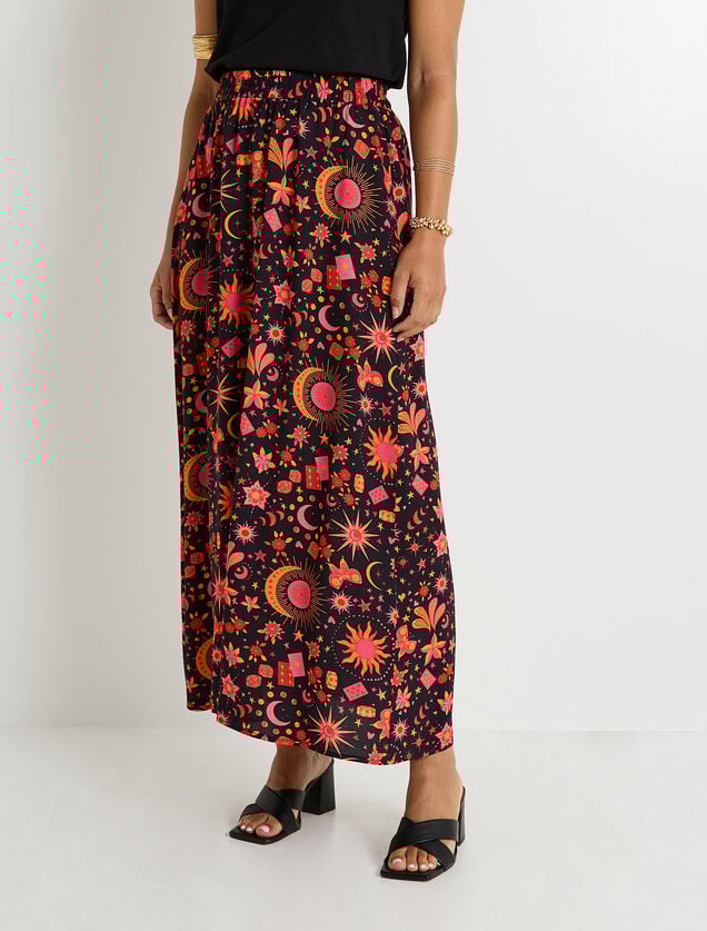 Jupe longue fluide imprimée femme